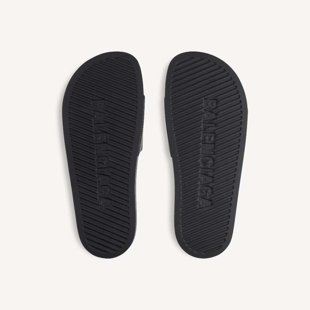 BALENCIAGA MEN'S POOL SLIDE SANDAL IN BLACK/WHITE SIZE 44 - Picture 4 of 5